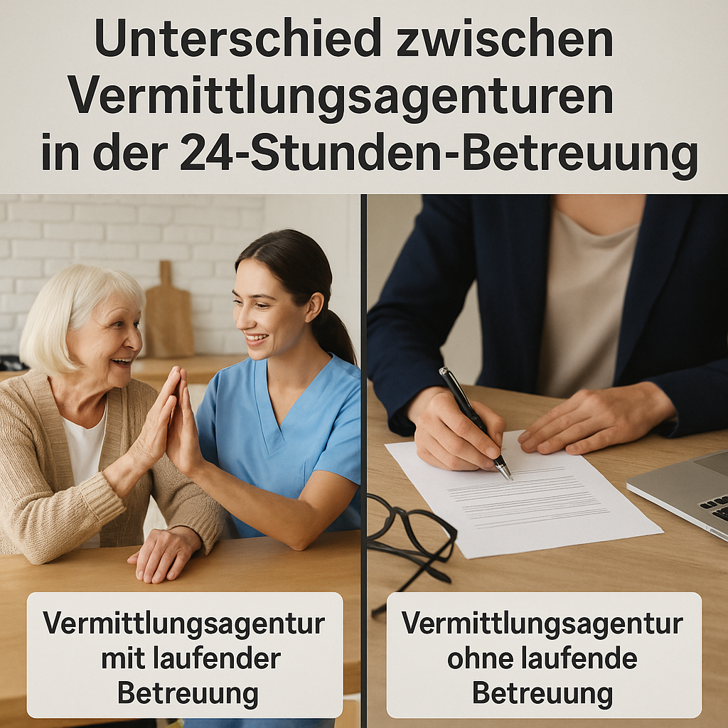 Welche Unterschiede zwischen Vermittlungsagenturen in der 24-Stunden-Betreuung gibt es?